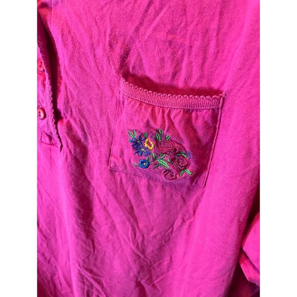 Erika Taylor Pink Round Neck Embroidered Pajama Sleep Top Sz 2X - Picture 4 of 7